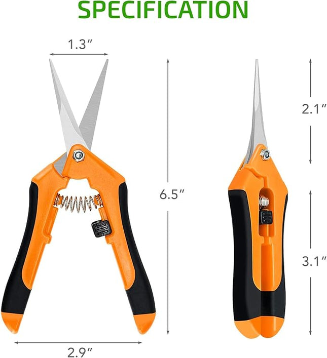 iPower 6.5 Inch Gardening Scissors Hand Pruner Pruning Shear with Straight Stainless Steel Blades, Orange, 4-Pack