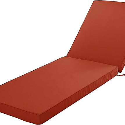 Chaise Lounge Cushion for Outdoor Furniture, Waterproof Fade and Tear Resistant Lounge Deck Chair Cushions for Patio Lawn Pool Resort Hotel, 80x26x3 Inch, Rust