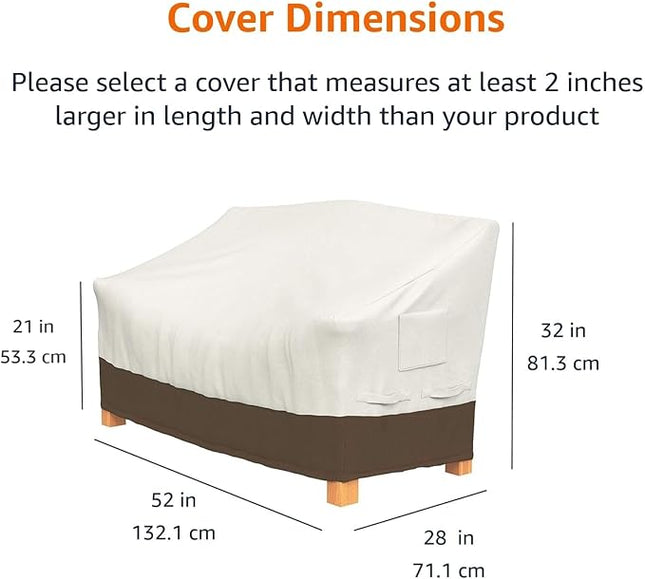 Amazon Basics 2 Seater Outdoor Couch Cover, Patio Furniture Cover, Waterproof, Anti-UV, Durable, Beige/Tan