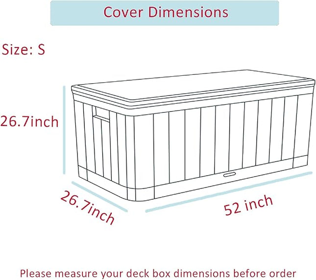 Deck Box Cover- Heavy Duty 600D Polyester Oxford,100% Waterproof Deck Box Cover 52" L x 26.7" W x 26.7" H