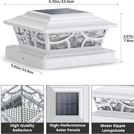 SIEDiNLAR Solar Post Lights Outdoor 4 Modes Fence Deck Post Cap Light for 4x4 5x5 6x6 Vinyl Wooden Posts Garden Patio Decor, Warm White & Cool White Dynamic Lighting White (8 Pack)