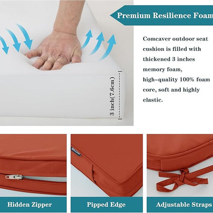 Chaise Lounge Cushion for Outdoor Furniture, Waterproof Fade and Tear Resistant Lounge Deck Chair Cushions for Patio Lawn Pool Resort Hotel, 80x26x3 Inch, Rust