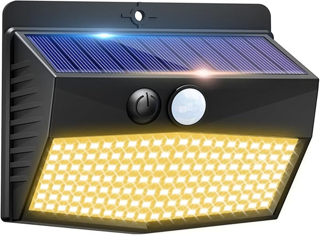 Peasur 1 Pack Solar Motion Lights Outdoor, Solar Security Light with 3 Modes, IP65 Waterproof Flood Lights Outside for Camping Garden Patio Garage Backyard, Warm