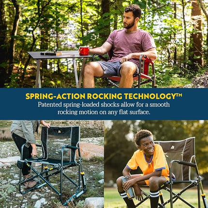 GCI OUTDOOR Freestyle Rocker Camping Chair | Portable Folding Rocking Chair with Solid, Durable Armrests, Drink Holder & Comfortable Backrest — Royal Blue