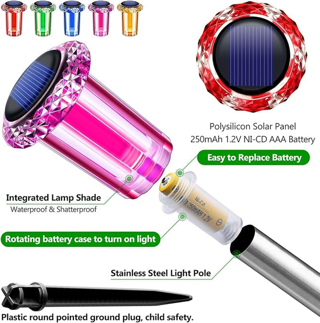 DenicMic Solar Christmas Lights Outdoor 10 Pack Waterproof Colorful LED Yard Garden Patio Backyard Pathway Walkway Landscape Lawn Outside Christmas Decorations Outdoor