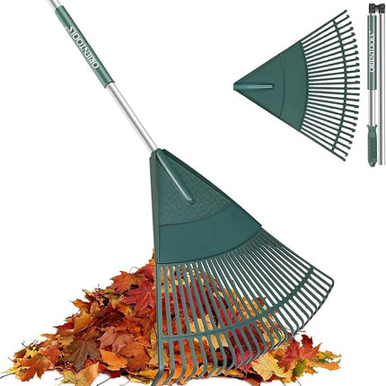 ORIENTOOLS Garden Leaf Rake, Garden Rakes for Lawns Leaves with 65.7" Foldable Handle Rake, 26 Strong Tines Plastic Head Shrub Rake, Yard Garden Rake for Lawns, Grass, Flower Beds Leaves Cleaning