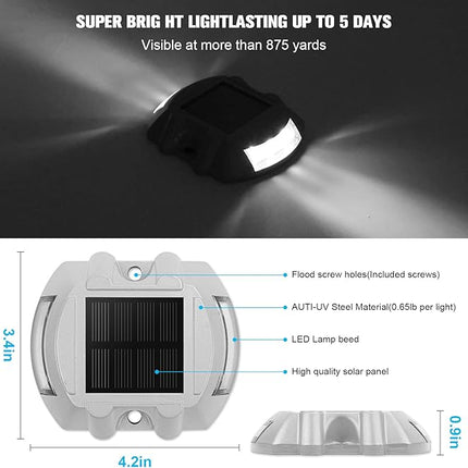 VOLISUN Solar Deck Lights, 16-Pack Led IP67 Waterproof Outdoor Warning Step Lights for Driveway, Sidewalk, Garden Pathway, Yard (White)