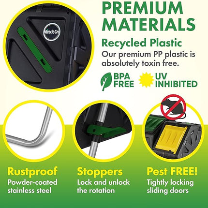 Miracle-Gro Dual Chamber Compost Tumbler – Easy-Turn, Heavy-Duty Outdoor Bin Composter with 2 Sliding Doors (2x18.5 Gal/70L