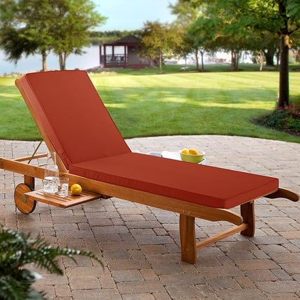 Chaise Lounge Cushion for Outdoor Furniture, Waterproof Fade and Tear Resistant Lounge Deck Chair Cushions for Patio Lawn Pool Resort Hotel, 80x26x3 Inch, Rust