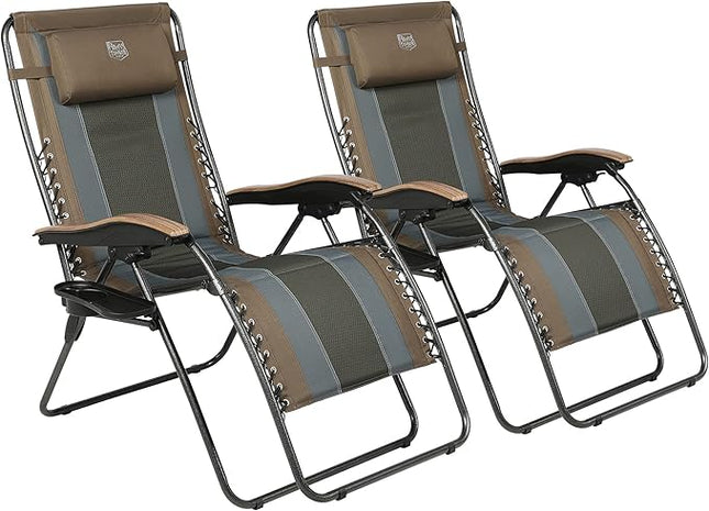Timber Ridge Oversized Zero Gravity Chair, Padded Reclining Lounge Chair with Adjustable Headrest & Cup Holder, Heavy Duty Support 350 lbs, Foldable for Camping, Lawn, Outdoor & Indoor