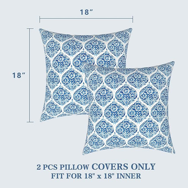 LVTXIII Outdoor Pillow Covers ONLY, Square Throw Pillow Covers, Modern Cushion Cases for Sofa Patio Couch Decoration 18 x 18 Inch, Pack of 2, Celadon Geometric