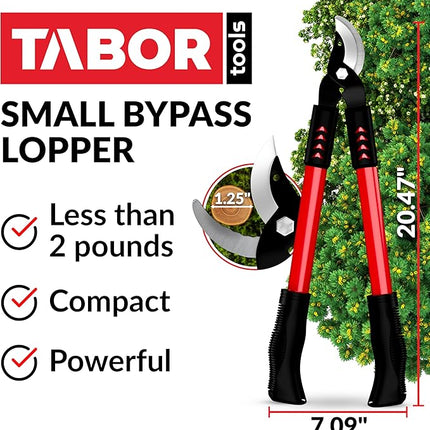 TABOR TOOLS GL18A Small Bypass Lopper, Short Bypass Tree Trimmer, Chops Branches with Ease, Branch Cutter with 1.25 Inch Clean Cut Capacity.