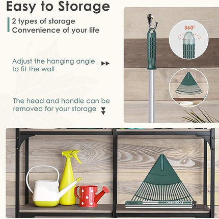 ORIENTOOLS Garden Leaf Rake, Garden Rakes for Lawns Leaves with 65.7" Foldable Handle Rake, 26 Strong Tines Plastic Head Shrub Rake, Yard Garden Rake for Lawns, Grass, Flower Beds Leaves Cleaning