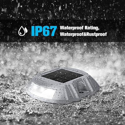 VOLISUN Solar Deck Lights, 16-Pack Led IP67 Waterproof Outdoor Warning Step Lights for Driveway, Sidewalk, Garden Pathway, Yard (White)