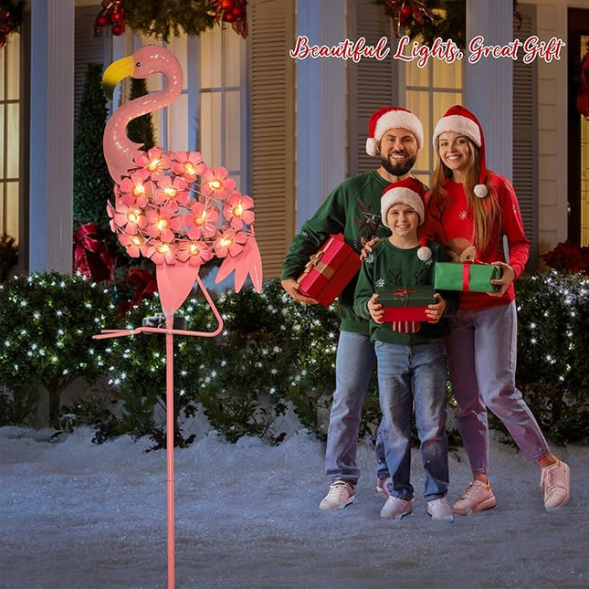 Homeimpro Garden Solar Lights Flamingo Yard Decor Gifts for Women Outdoor Decorations Stake Lights, Waterproof Warm White 27 LED for Lawn,Patio, Courtyard, for Mom Grandma