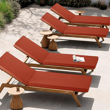 Chaise Lounge Cushion for Outdoor Furniture, Waterproof Fade and Tear Resistant Lounge Deck Chair Cushions for Patio Lawn Pool Resort Hotel, 80x26x3 Inch, Rust