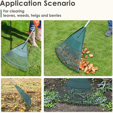 ORIENTOOLS Garden Leaf Rake, Garden Rakes for Lawns Leaves with 65.7" Foldable Handle Rake, 26 Strong Tines Plastic Head Shrub Rake, Yard Garden Rake for Lawns, Grass, Flower Beds Leaves Cleaning