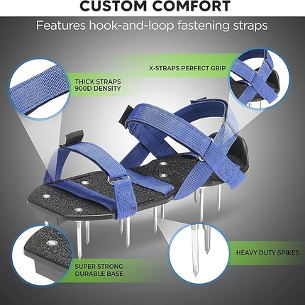 Envy Green Lawn Aerator Shoes – Ready-to-Use, Pre-Assembled – One-Size-Fits-All Gardening Shoes – Lawn Aerator with X-Strap – Lawn Aerator Spike Shoes for Lawn and Yard – Premium Tools by EnvyGreen