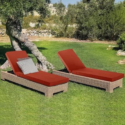 Chaise Lounge Cushion for Outdoor Furniture, Waterproof Fade and Tear Resistant Lounge Deck Chair Cushions for Patio Lawn Pool Resort Hotel, 80x26x3 Inch, Rust